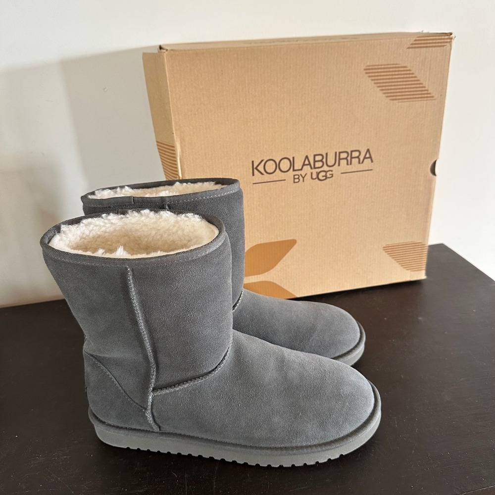 Koolaburra by UGG W Koola Short Grey Suede Faux Fur Lined Boots US 11